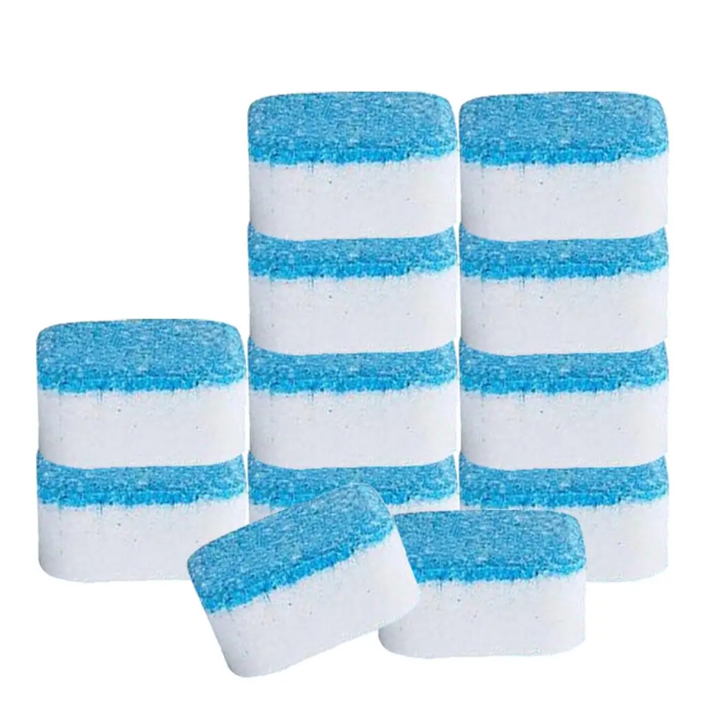 12pcs Practical Washing Machine Cleaner Effervescent Tablets for Front Load, Top Load Washers 2.6x2.6x1.2cm