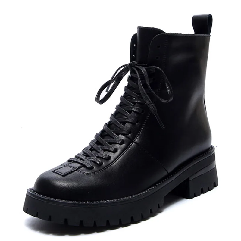 

Cowhide Bilayer Leather Coated Square Toe Knight Boots Cross Straps Thick-Heeled Platform Fashion Women's Boots 2 Pairs Of Laces