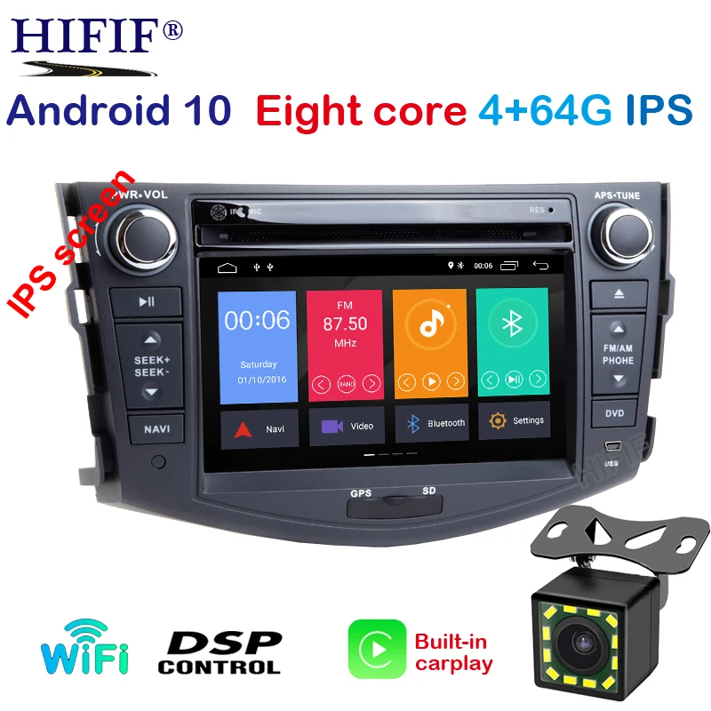 Автомобильный DVD плеер IPS DSP 2 Din Android 10 Carplay для Toyota RAV4 1026*400 экран Видео Стерео GPS