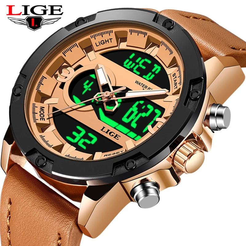2019 Relogio Masculino LIGE мужские s часы люксовый бренд спортивные светодиодный цифровой