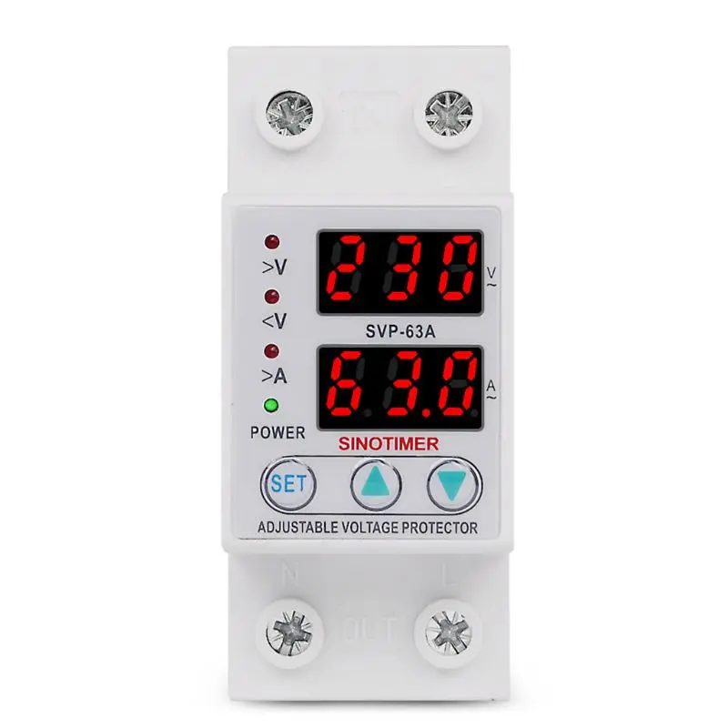 63A 230V перенапряжение защитное устройство предохранитель предельный ток вольтметр