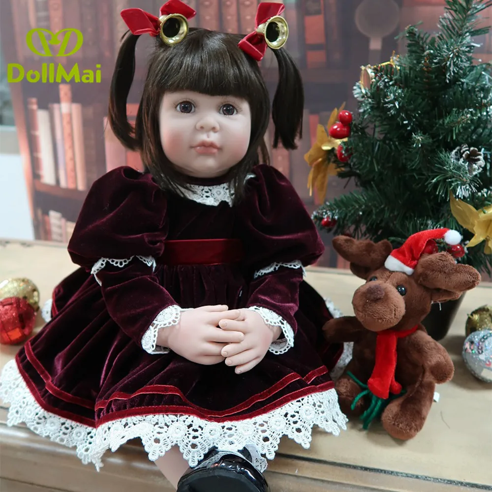 DollMai, новинка, силиконовая виниловая Кукла reborn baby doll, 24 дюйма, 60 см, благородная принцесса, девочка, bebe, reborn, игрушки для малышей, playmate, подарки