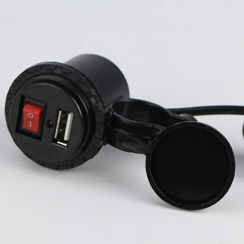 USB мотоцикл водонепроницаемый переключатель гнездо мотоцикла телефон зарядное устройство прикуриватель адаптер для мобильных телефонов планшеты MP3 MP4