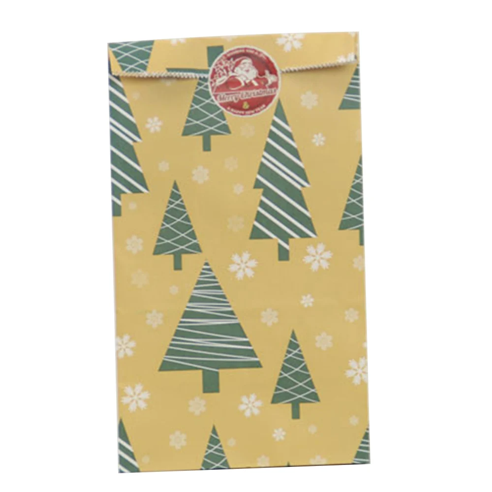 24 Pcs Christmas Candy Packaging Bags Jewelry Food Bread Bags Kraft Paper Gift Bags Subpackage for Traveling Dessert Packing O22