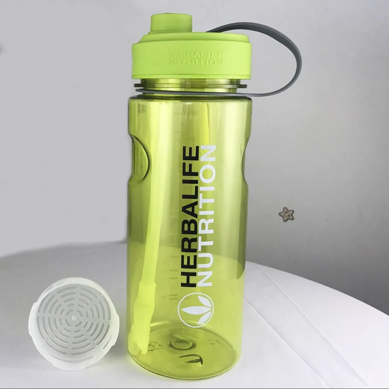 6 цветов Herbalife24 подходит 2000 мл/64 унции 1000 мл/32 унции Шейк Спортивная соломенная бутылка для воды Herbalife питание - Цвет: 1000ml green1