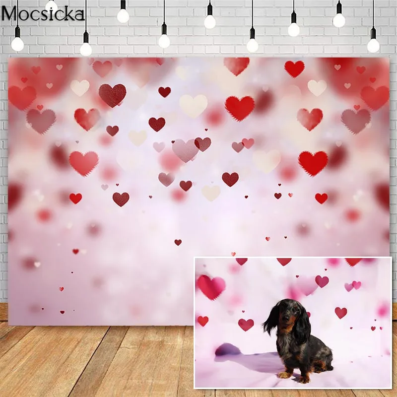 

Mocsick Valentine's Day Red Love Heart Bokeh Photo Booth Background For Photo Studio Adult Child Birthday Photography Backdrops