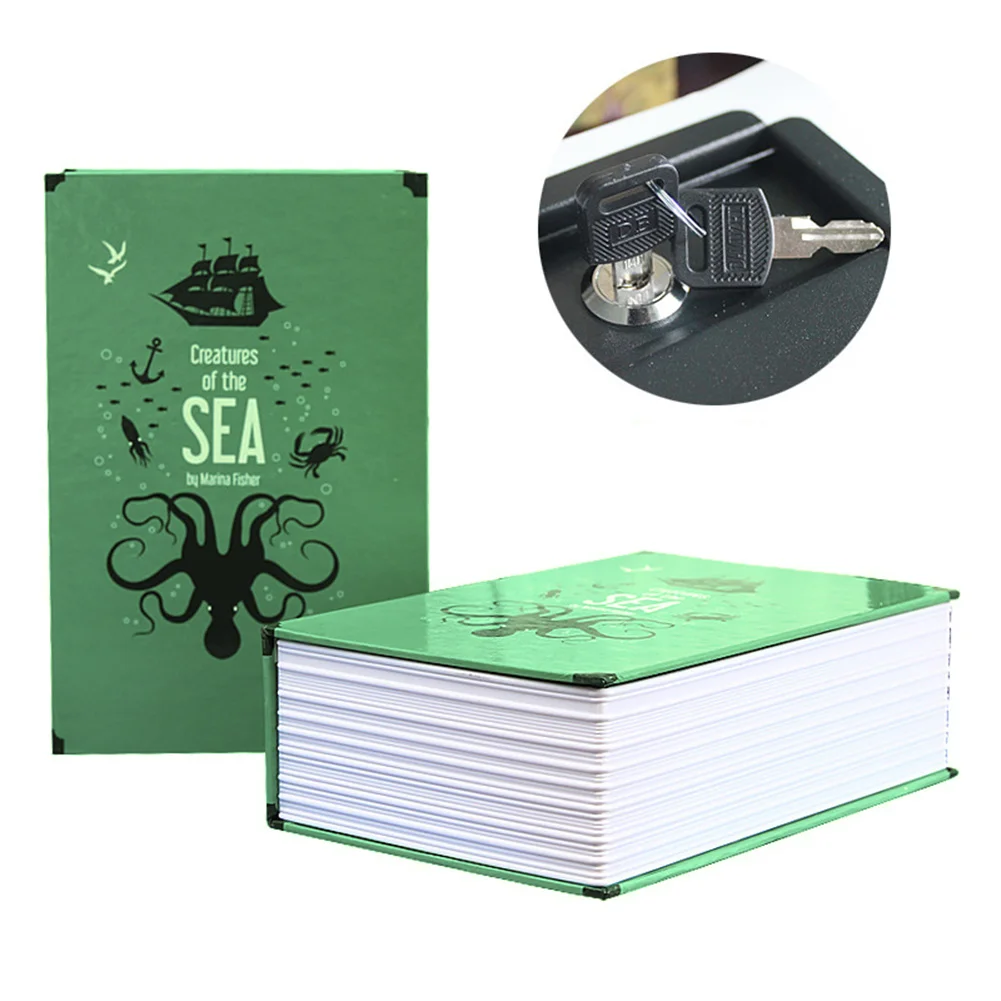 Sea World Подарок Маленькая книга-реквизит ящик для хранения дома Офис большой емкости Настольный Сейф Strongbox телефон Комбинированный Замок наличные Органайзер - Цвет: Sea World