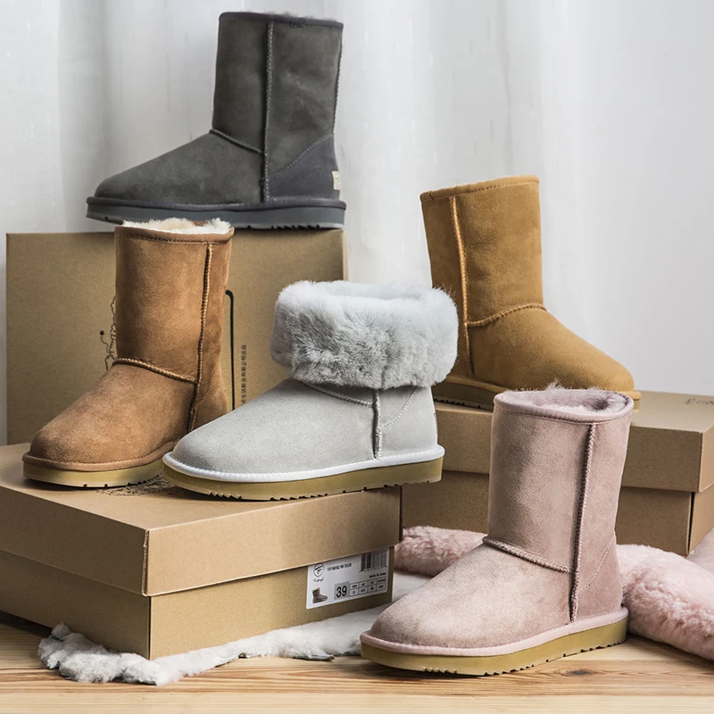 

Snow boots women 2019 new sheep fur one snow boots women's boots thick winter warm waterproof non-slip winter boots women