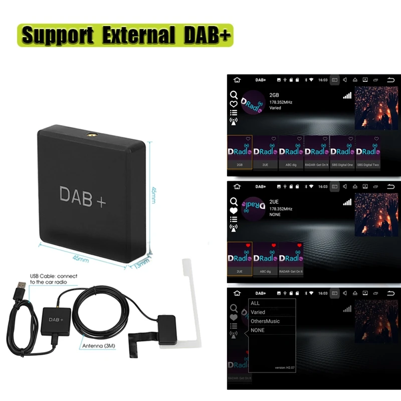 DAB+ Box цифровой радио антенна тюнер для автомобиля Радио Android 5,1 и выше FM передача USB питание