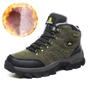 

Warm Men Winter Boots Suede Leather Snow Boots Fur Plush Winter Snow Shoes For Men Lace Up Outdoor Boots Shoes Plus Size 45 46