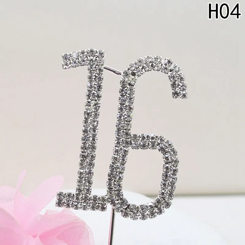 1 pcs High quality Crystal digital cake topper fork Features shiny wedding and Party decor accessories