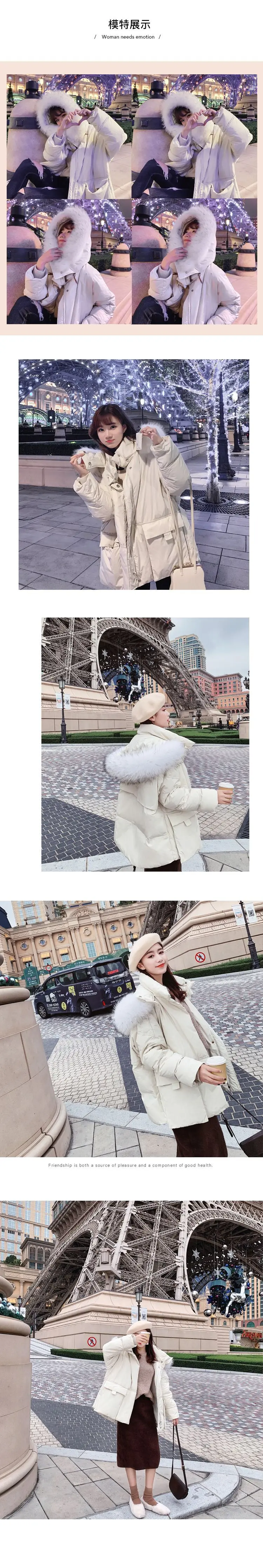 Хлопковое пальто для фотосессии, Женское пальто, стиль, осень и зима, свободный крой, большой меховой воротник, хлопковая стеганая куртка, пуховик, пальто S