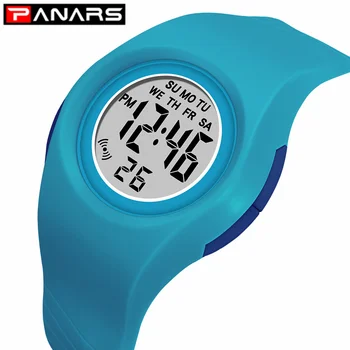 

PANARS Colorful 7 LED Lights Blue Kids Digital Watches 50M Waterproof Luminous Alarm Chronograph Wristwatch for Girls Boys 2019