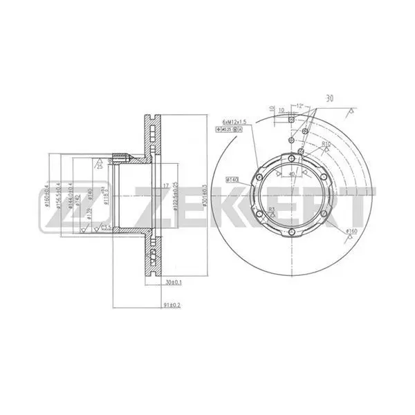 Диск торм. перед. MB Vario 96- T2/LN1 86 ZEKKERT bs-5766