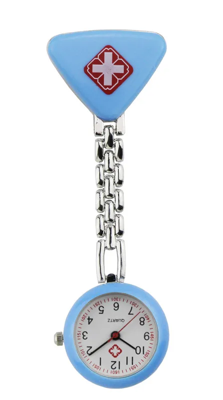 Light Blue Горячая медсестры Доктор Кто Кулон карманный зажим кварцевые Броши медсестры часы Висячие часы медицинские 4 цвета доступны - Цвет: Light Blue