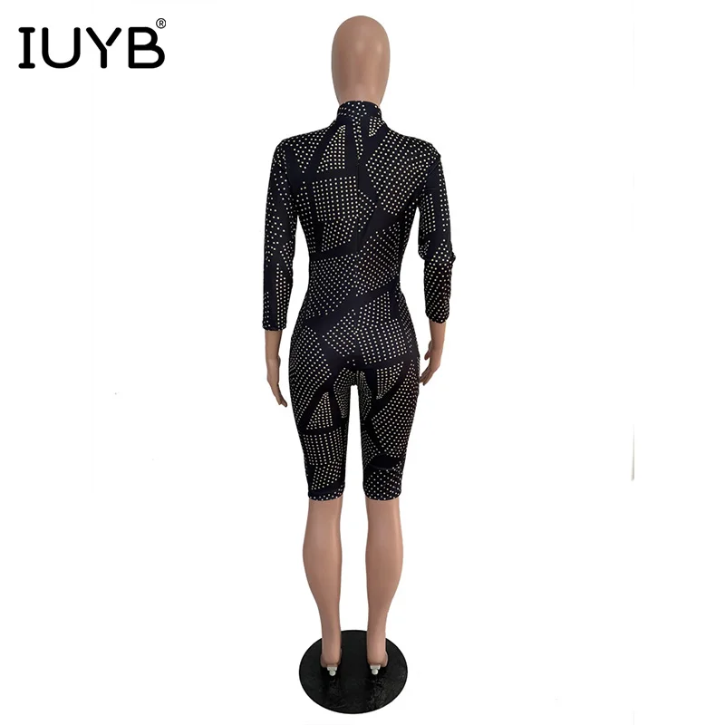 IUYB Весна Новинка Высокое качество Matuer сексуальный стиль для женщин Мини jumpauit плед с длинным рукавом эластичные спортивные костюмы комбинезон ML7161