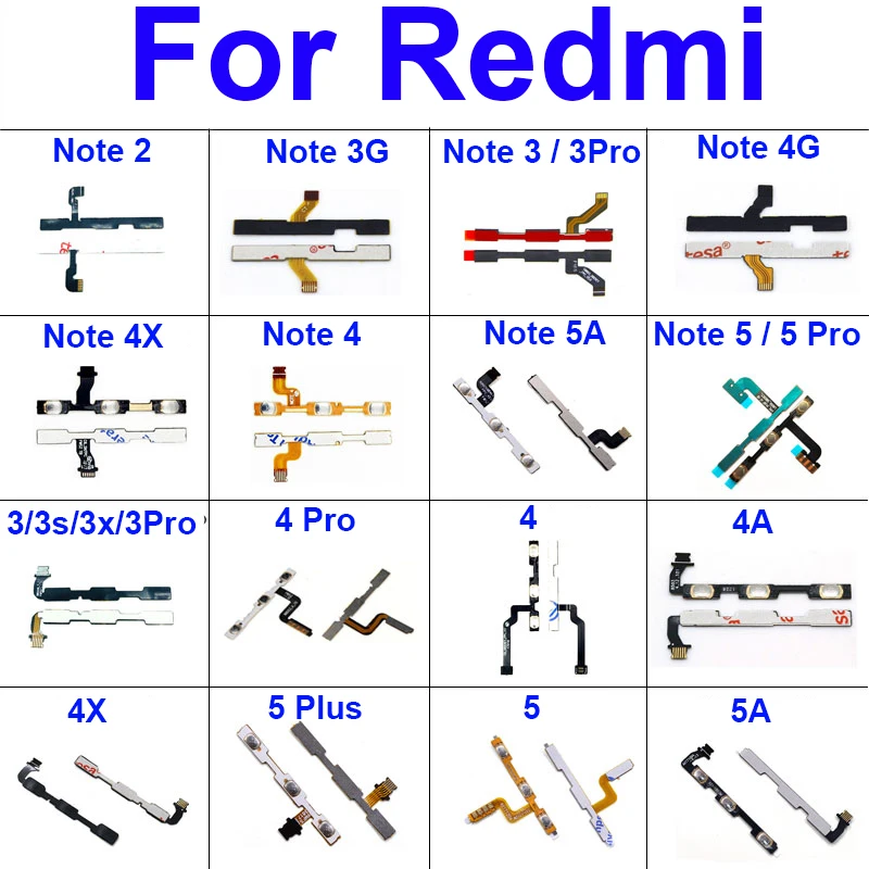 Кнопка питания и громкости для xiaomi redmi note 2 3 3S 3X 3G 4 4X 4G 4A 5 5A Pro global Audio Control &amp Power Flex
