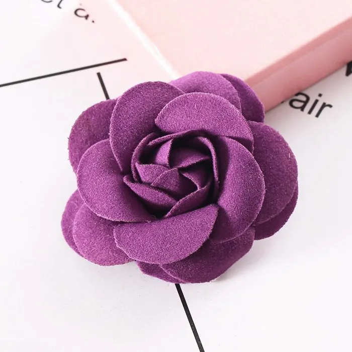 4 шт. волокно кожаный цветок розы орнамент домашний текстиль; бант для волос ручной работы декоративные принадлежности одежды материалы для поделок DIY - Цвет: Purple