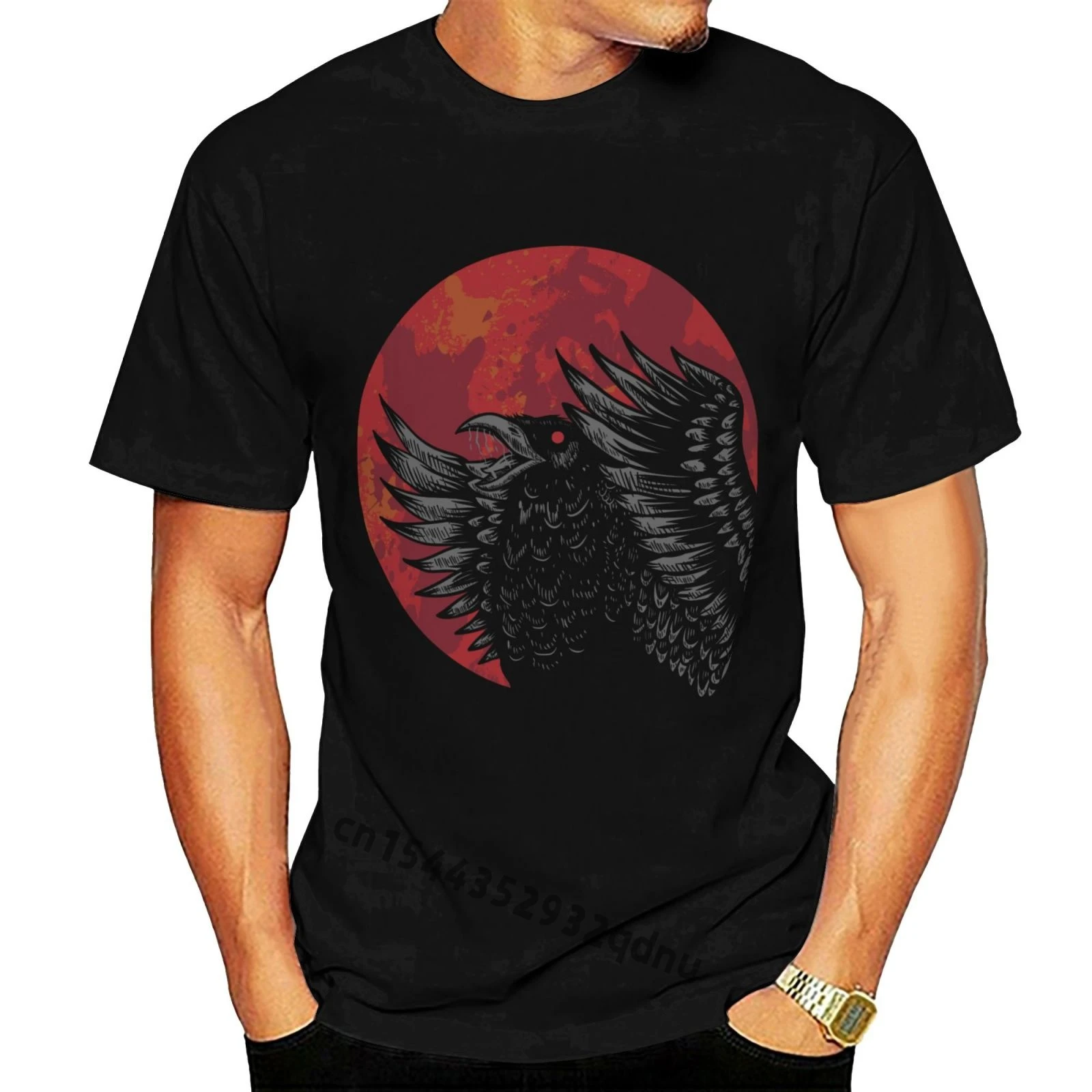 男性用tシャツ 赤と月のベクトルイラスト 黒のシャツ S 6xl Psg Tシャツ Aliexpress