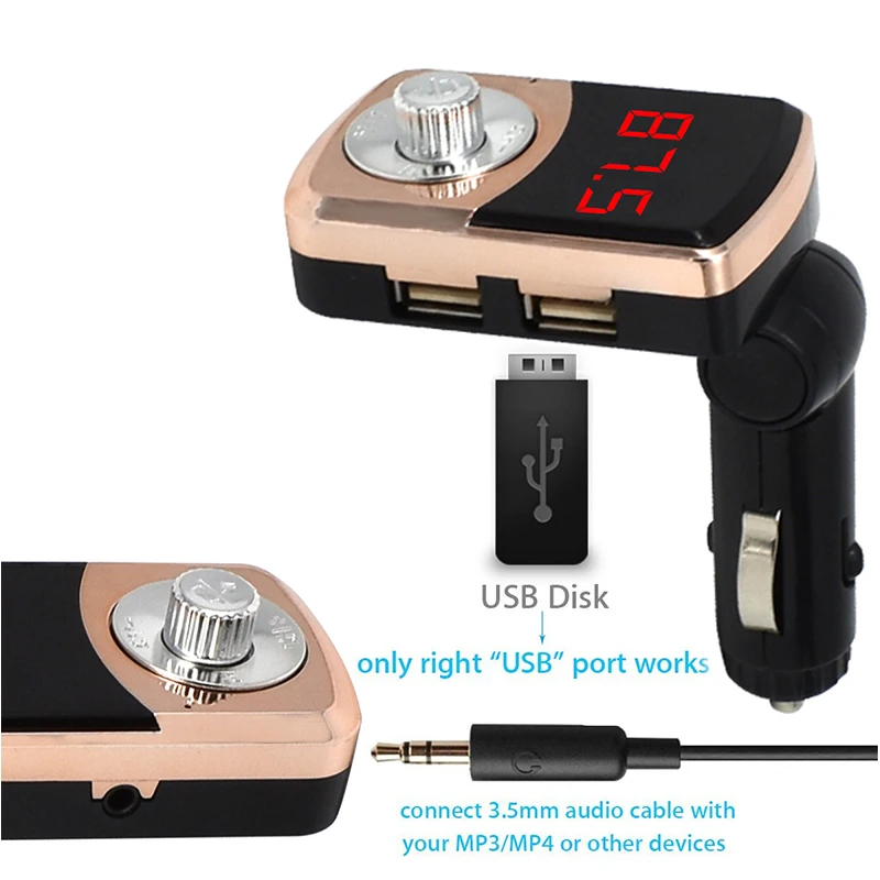 Автомобильный комплект громкой связи беспроводной Bluetooth fm-передатчик Автомобильный MP3-плеер USB зарядное устройство 2.1A свободные руки