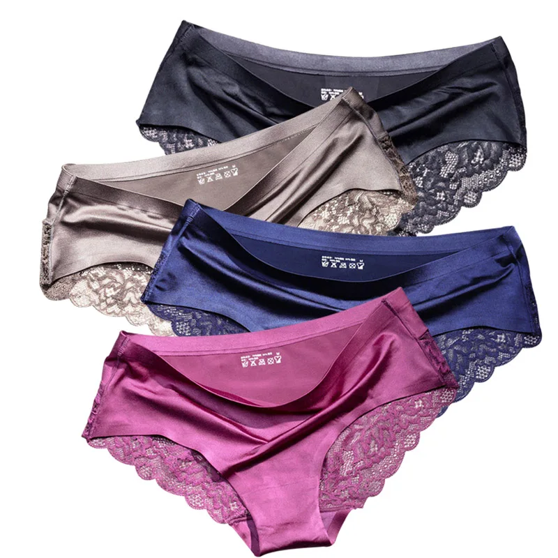 TEXIWAS 4pcs/lot Lace Panties Women Seamless Ladies Underwear Lace Briefs Sexy Panties for Women Comfort Lingerie Plus Size 1