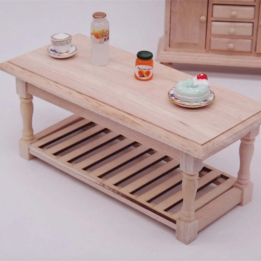 1/12 деревянный миниатюрный Пустой чайный столик модель DIY аксессуары для кукольного домика деревянная мебель для кукол