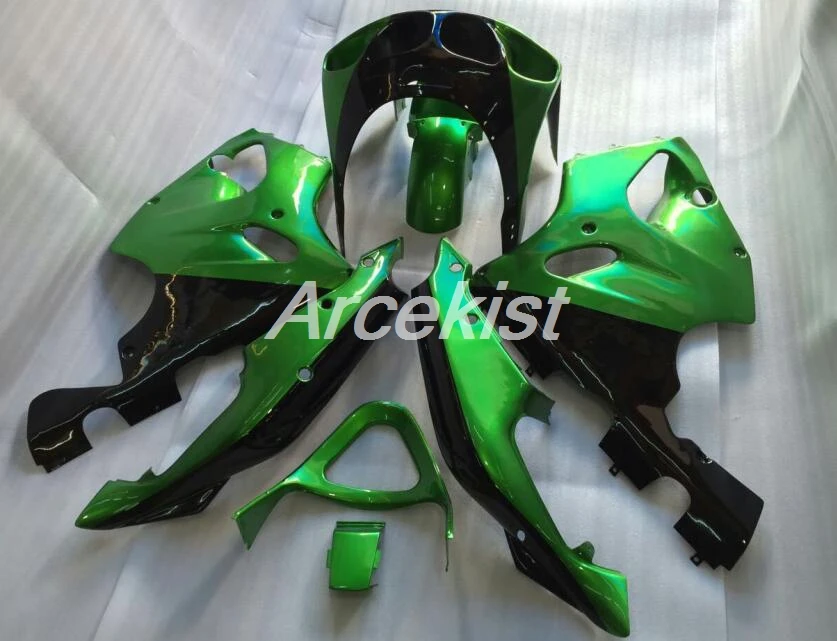 ABS обтекатель комплект подходит для Kawasaki Ninja ZX7R ZX-7R 1996-2003 96 97 98 99 00 01 02 03 Обтекатели набор на заказ зеленый черный
