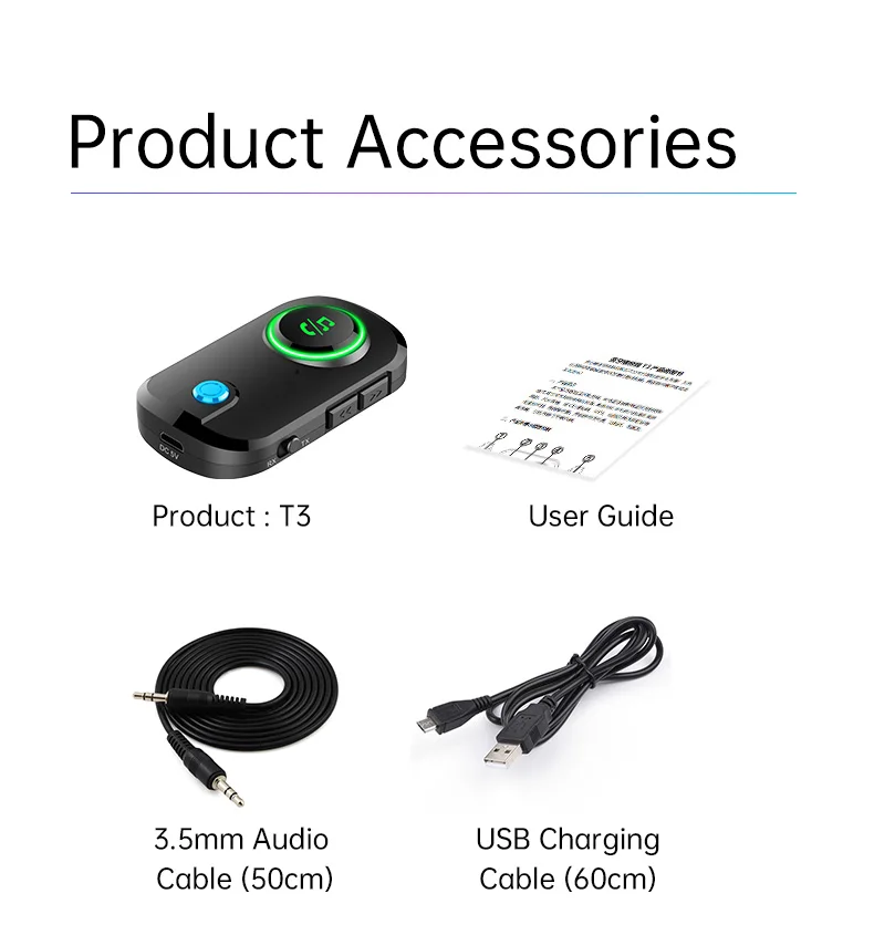 2 in 1 Car Bluetooth 5 0 Transmitter Receiver USB Aux Audio Music Wireless Adapter For Car PC TV Headphones