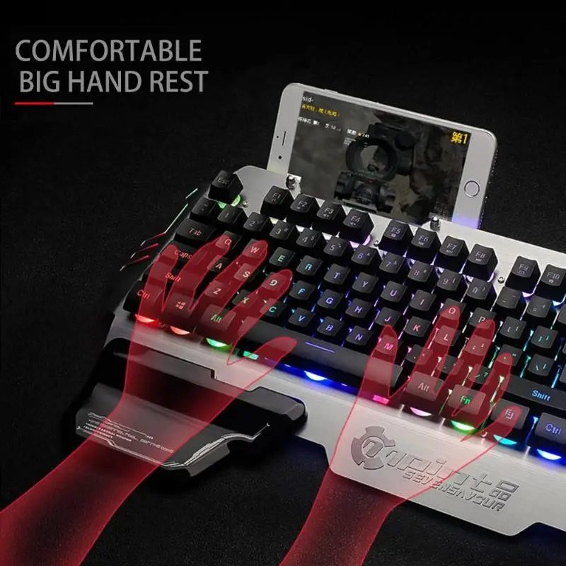 PK-900 игровая клавиатура RGB смешанный цвет подсветка 7pin Компьютерные клавиатуры с держателем подставки для мобильного телефона для ПК ноутбука рабочего стола