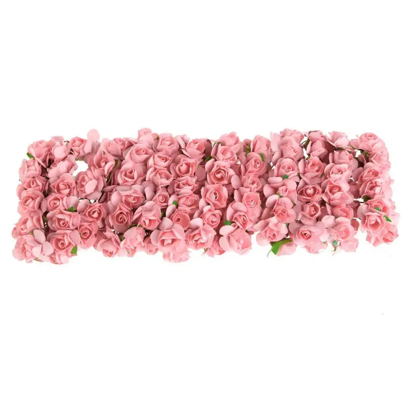 144 шт DIY розы Мини Искусственные цветы букет сплошной цвет свадебные украшения - Цвет: PR