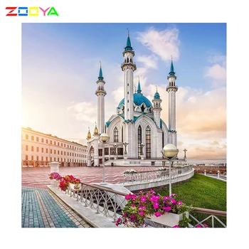 

Zooya 5D Diy Full Diamond Mosaic Mosque New Diy Diamond Embroidery Cross-Stitch Scenic Pictures Of Rhinestones Home Decor JM068