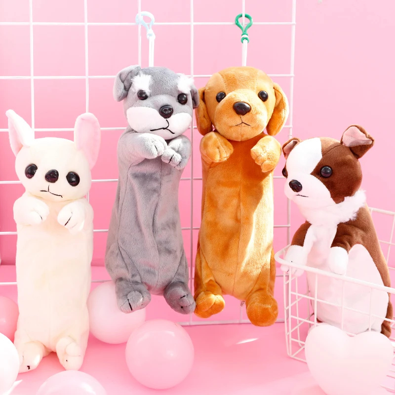 Милый плюшевый чехол-карандаш Kawaii с рисунком собаки, щенка, чехол-карандаш с изображением животных, сумка-карандаш для девочек и мальчиков, подарок, школьные принадлежности для детей, канцелярские принадлежности