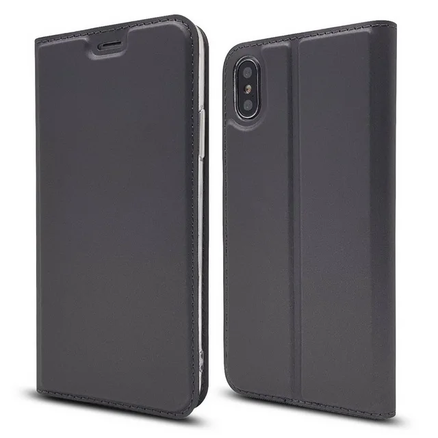 Магнитный Флип-Бумажник кожаный чехол для iPhone 7 8 Plus чехол для телефона ультра тонкий бизнес-чехол для iPhone 11 Pro XR XS Max 6S - Цвет: gray