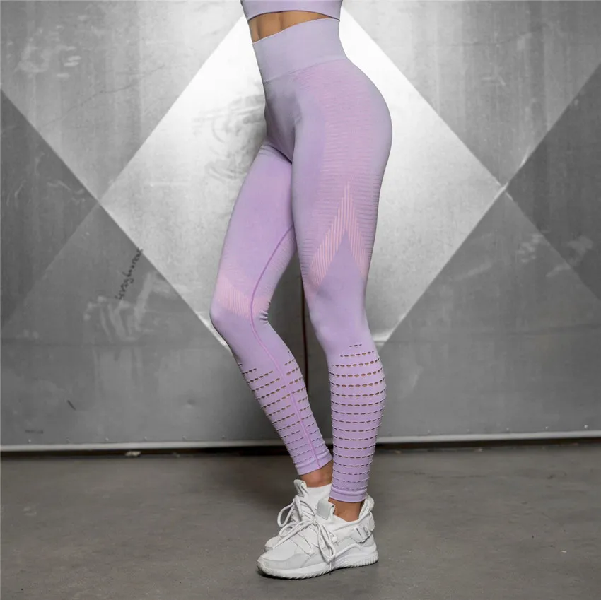 Женская Спортивная одежда для бега, эластичные леггинсы для фитнеса, бесшовные компрессионные колготки для спортзала с контролем живота, штаны для йоги с высокой талией