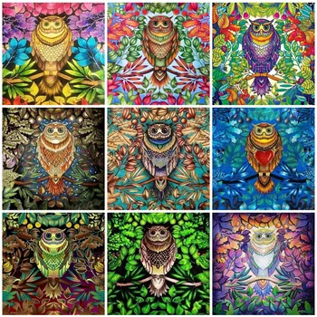 

Huacan 5d Diamond Painting Full Drill Square Owl Arte Diamante Mosaic Animal Living Room Wall Decoration