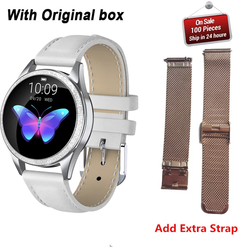 add extra strap Greentiger KW20 Смарт-часы для женщин монитор сердечного ритма IP68 Водонепроницаемый фитнес-трекер женские спортивные Смарт-часы VS H2 H8 KW10 - Цвет: add extra strap