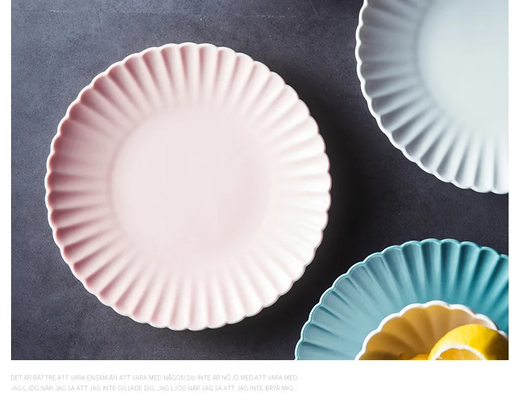 8 дюймов нордическая круглая керамическая тарелка Цветочная фарфоровая обеденная тарелка глазурь Хризантема стейк фруктовый десерт лоток тарелки для закуски тарелка