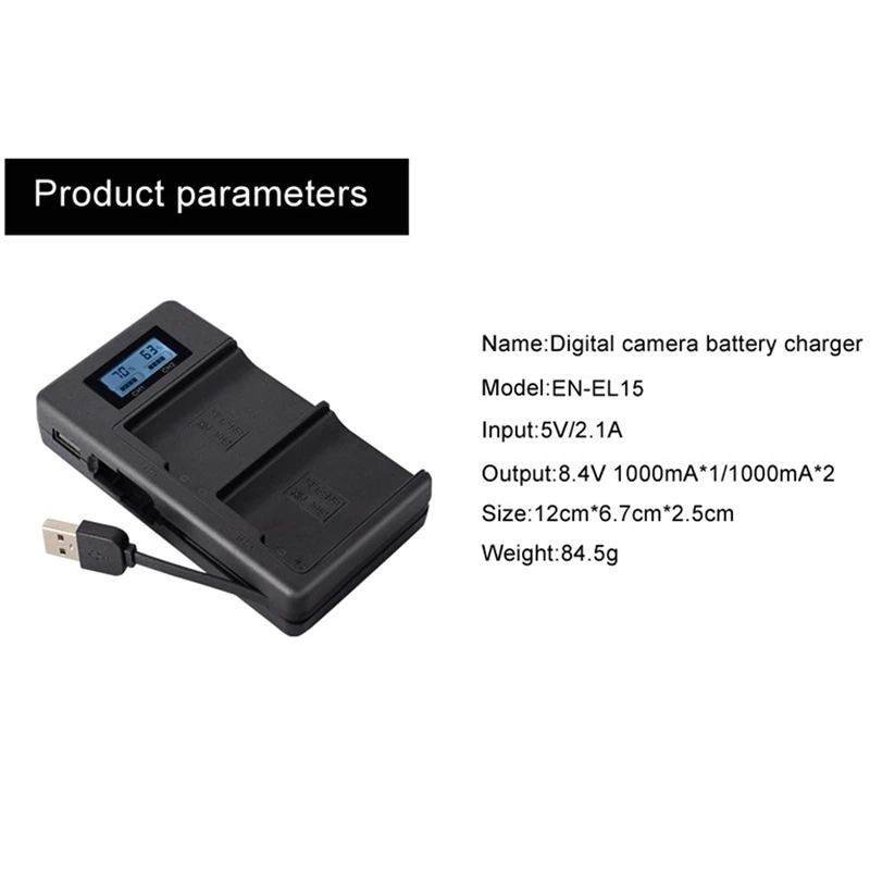 2 шт. EN-EL15 EL15 EN-EL15A ENEL15A RU EL15A Батарея+ USB Dual Зарядное устройство для Nikon D850 D810 D810A D750 D500 D7500 D7200 D7100
