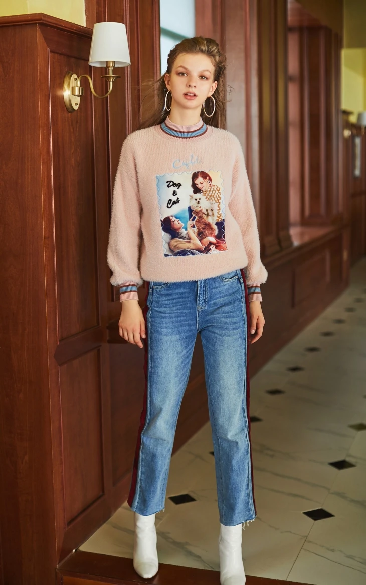 Vero Moda женский свободный крой цифровой печати бисером вязаный свитер | 319413523