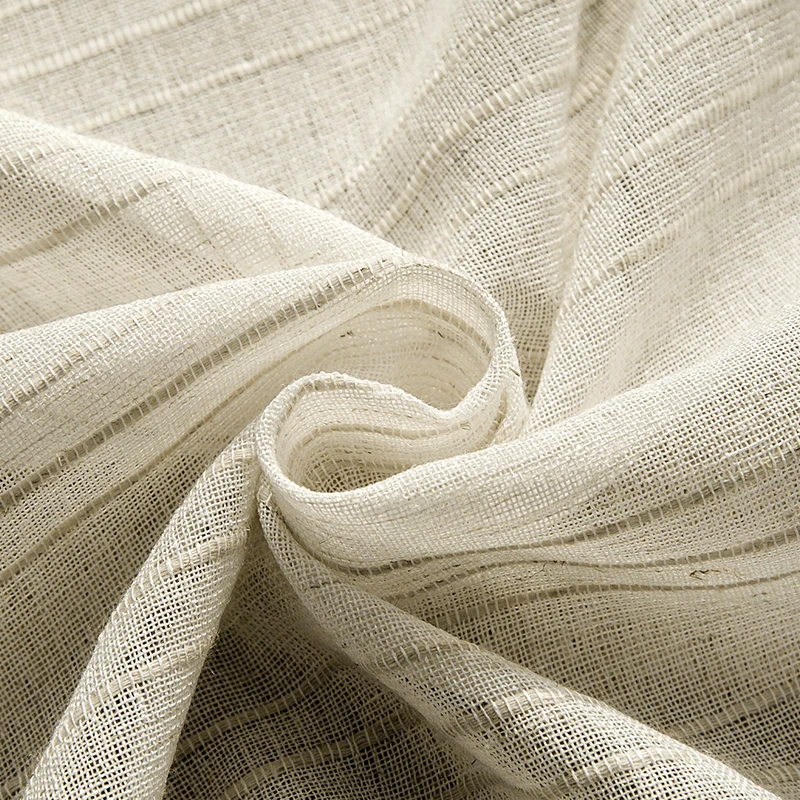 

Japanese Style Striped Linen Tulle Curtains For Living Room Bedroom Modern Voile Sheer Curtains For Window Kitchen Curtains