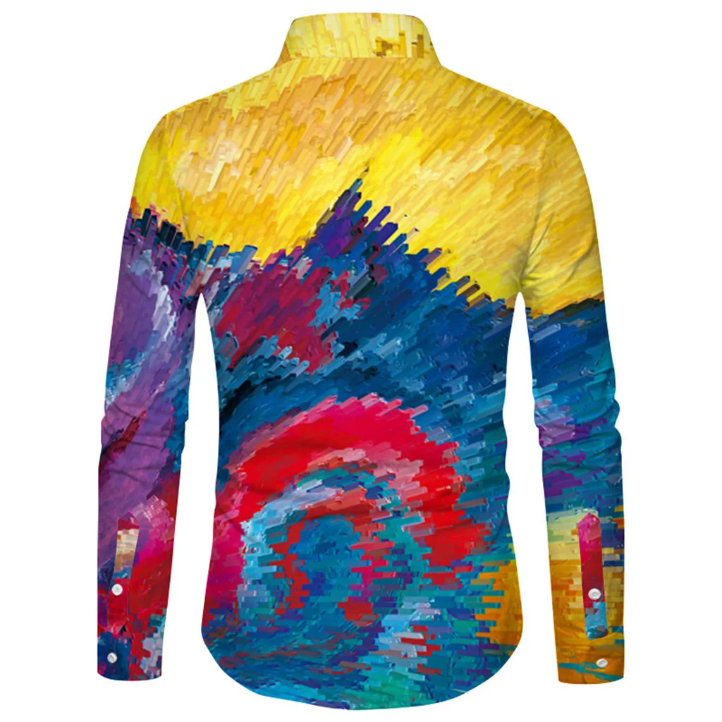Мужские рубашки camisa Осенняя рубашка Мужская Уличная Мужская рубашка Повседневный пляжный костюм с длинным рукавом Свободная блуза camisa social masculina