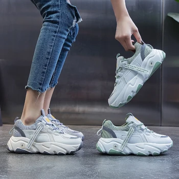 

Women Casual Shoes V Fashion 2020 Spring Autumn Platform Woman Chunky Sneakers Ladies Sports White Tenis Feminino Size 34-43