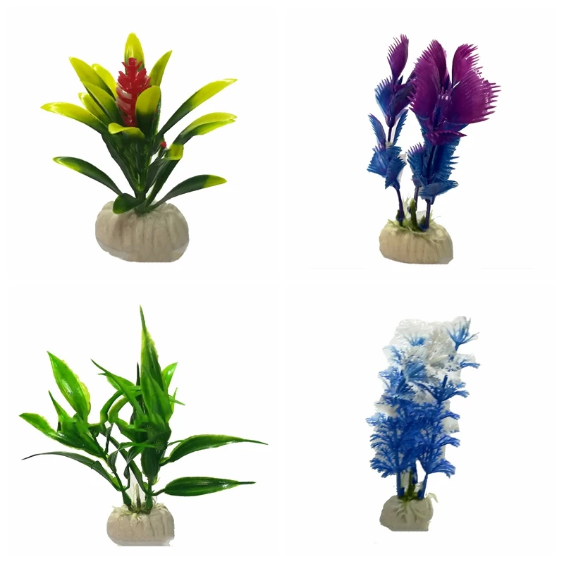 4pcs 1 1/2/4/12 шт аквариум искусственные пластмассовые растения Декор декорирования аквариума 1 шт Искусственные Украшения для аквариума - Color: 4pcs 1