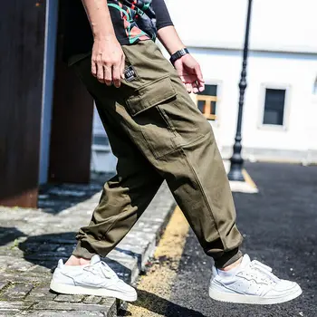 

2020 New Fashion Trend Casual Plus Size Men's Autumn and Winter Wear Tooling Trousers Loose Versatile Personality Solid Color