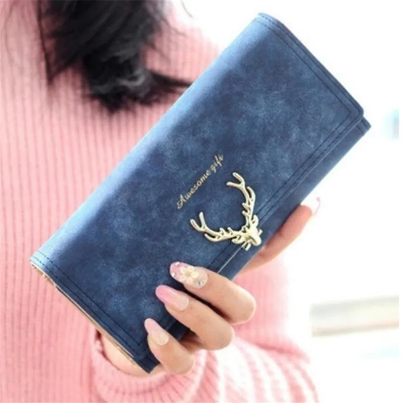 Женский Portefeuille длинный/короткий женский кошелек дизайн Ciutch кошелек женские кошельки - Цвет: Dark blue