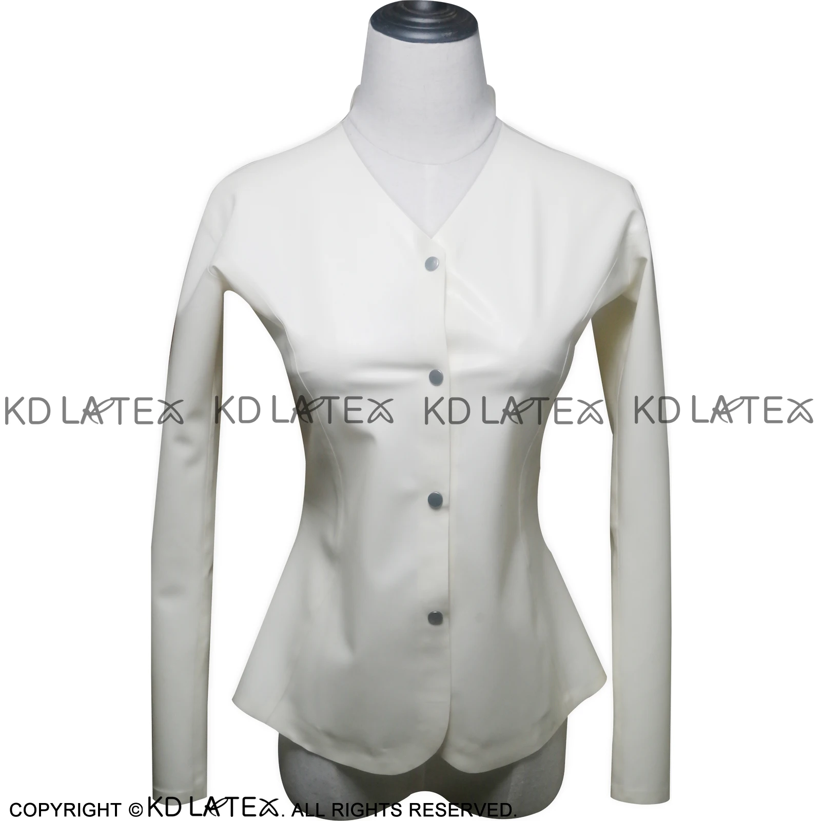 Белые пикантные латекс рубашка на пуговицах одежда с длинным рукавом v образным