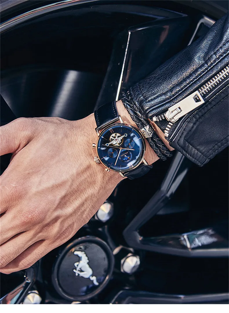 AILANG Uomo Automatico Meccanico Tourbillon di Lusso da Polso Uomo Cintura in Maglia di Acciaio Inossidabile es es_voghion.com