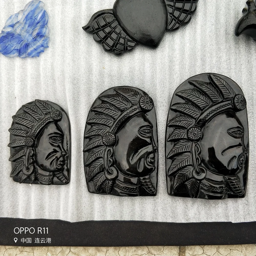 Crystal Carved Skull Natural Colored Obsidian Stone Hand Carved Skull Home Decoration Crystal Carved Skull Christmas Gift