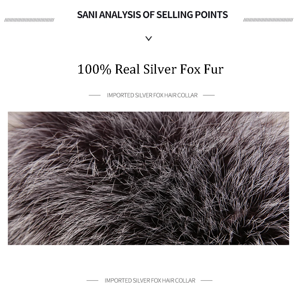 SANI Men Fashion Parkas Fur Silver Fox Hooded Clothing Natural Soft Warm Rabbit Fur Jacket Medium Long Winter Real Fur Coat