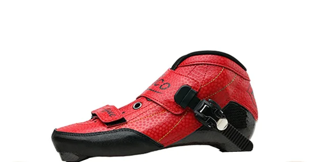 Red boot Only Крытый трек скорости гонки длинные уличные трассировки асфальт дорога встроенные скорости коньки обувь углеродного волокна взрослые дети спортивные Ролики Patines - Цвет: Red boot Only